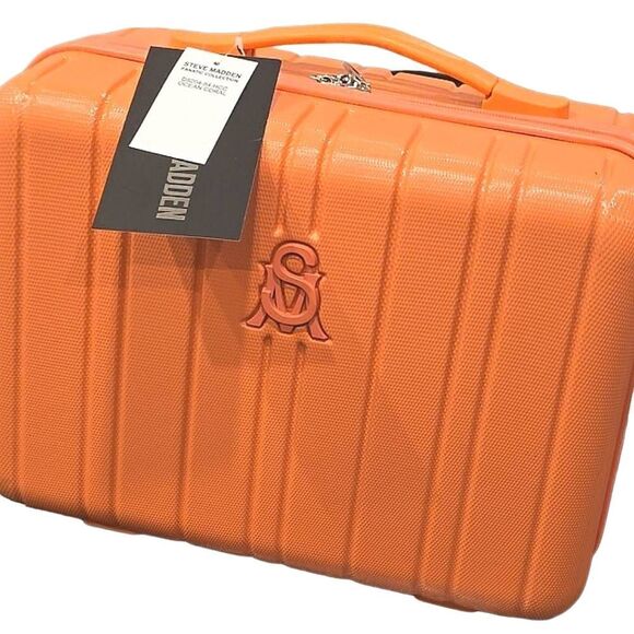 Steve Madden Fanatic Collection SM Logo Hard Side Cosmetic Case- Ocean Coral - Picture 3 of 10